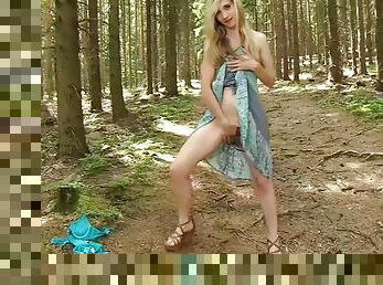 Solo masturbation show in the woods