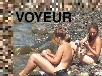 nudista, al-aire-libre, cámara, playa, voyeur, oculto