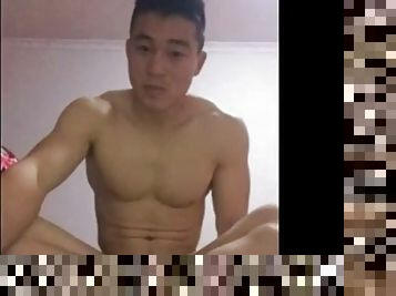 Asian jock jerking off