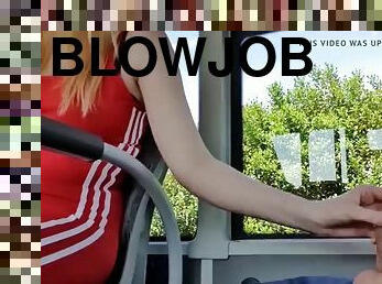 Extreme blowjob in public in public transport!