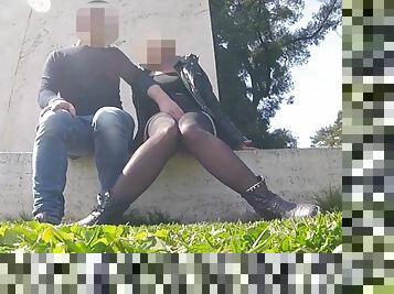 Real Amateur French Public Squirt Risky Sex In The Park!!! People walking nearby... 4K - MissCreamy