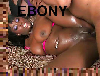Horny ebony enjoys deep sex