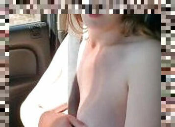 tetas-grandes, masturbación, público, amateur, maduro, babes, madurita-caliente, mamá, coche, desnudándose