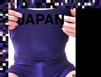 Japanese Hentai man wearing schoolgirl swimsuit try squirting orgasm masturbation?Failure