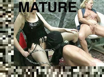 Mature females share slave boy for dirty femdom fetishes