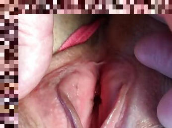 Home video. Pussy fucking up close and creampie. Female orgasm