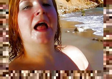 A chubby German girl loves getting her holes smashed on the beach
