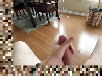 Huge cock mess of cum on floor