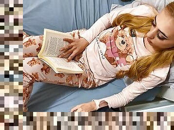 Amazingly Beautiful Super Cute Girl in her Pyjamas gives an Incredibly Hot Handjob by Ruining It
