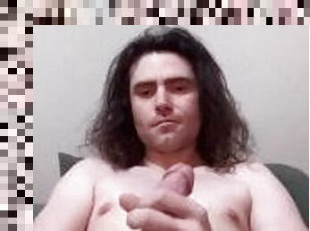Long Haired STUD Jerks Thick Cock Until CumShot