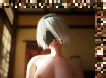 NieR:Automata 3D porn: 2B Riding Cowgirl