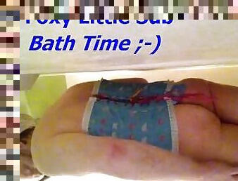 Submissive Bath Time Pleasure with kinky care bear corset Feels so Naughty Spank and Peg my Ass