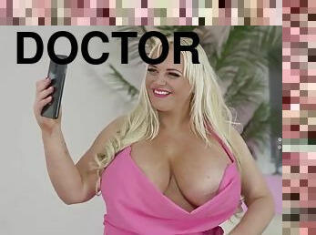 Blonde with MASSIVE tits fucked in the doctors office