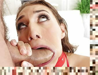 Gagged and ass fucked before getting to swallow a huge load