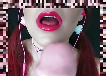 ASMR Giant dildo blowjob