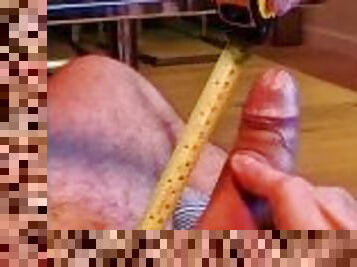 Let's pee in a cup and measure this 7" uncut cock