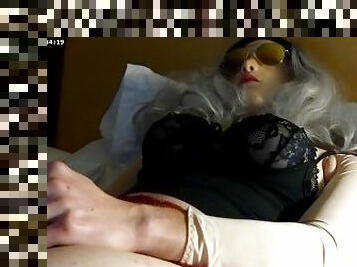 Female Mask CD with huge tits masturbates in hotel
