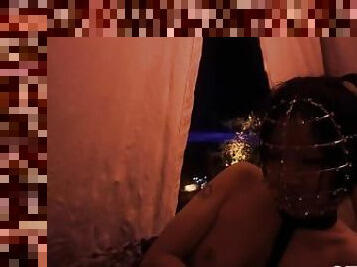 [Full Film]Asian girl giving blowjob in a tent at music festival with people walking by
