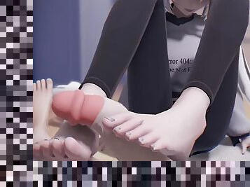 Gray hair Mikku footjob