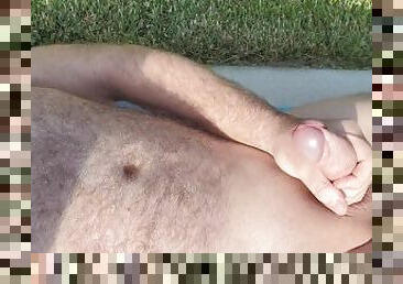 Outdoor wank in the garden