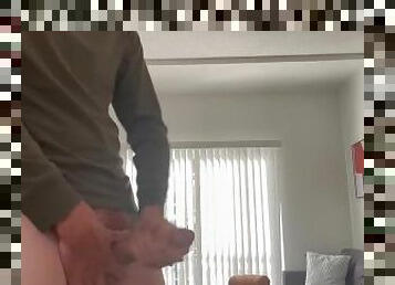 Hung skinny dude rubs one out at the airbnb