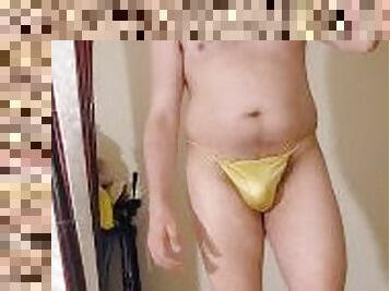 amateur, zakar-besar, homoseksual, pantai, fetish, solo, berotot, zakar, thong