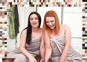 CFNM Femdom Towel Babes Jerking Black Cock Threesome