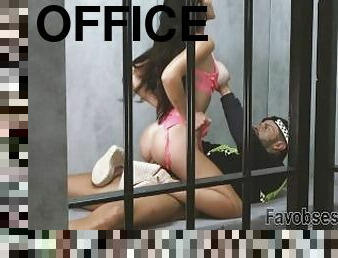 Dirty police officer fucks stunning brunette latina with perfect natural tits at prison