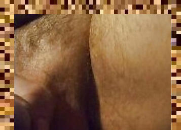 Hard Cock slapping hairy belly