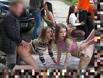 Outdoor orgy leads these fine women to mind-blowing pleasures