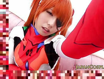 Asian babe cosplay as asuka langley swallows