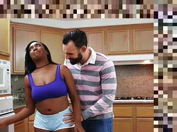 Ebony with big tits, naked home interracial