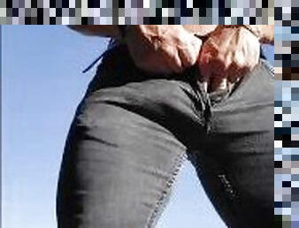 Big bulge in tight pants outdoor getting hard italianbulge