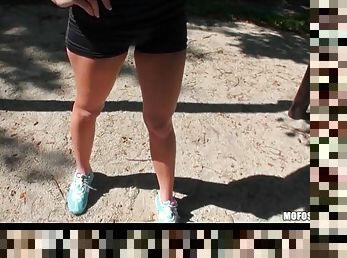 Slutty blonde jogger picked up in the park