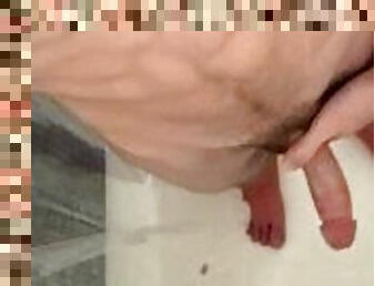 stroking my cock while Showering