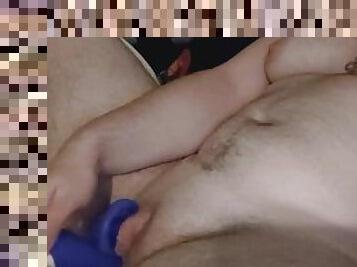 Close up of clit sucker on t-dick