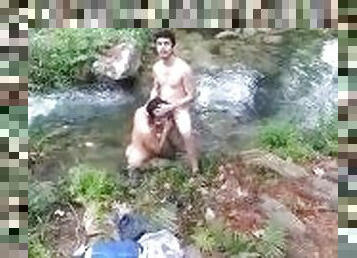 Straight guy has a latin man to suck his cock at the creek