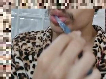 washing my mouth full of cum After Blowjob