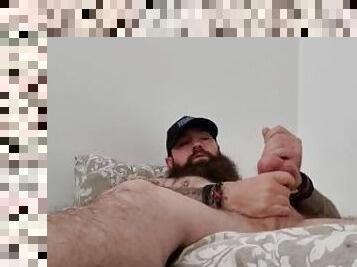 Scottish Tattooed Metalhead Enjoying a Morning Wank while Girlfriend is Away.