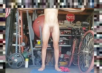 Working out naked, Hoping my hot neighbor catches me