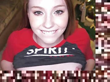 teen gets fucked under christmas tree and is made to squirt