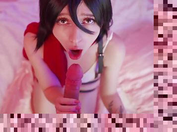 Mikasa Ackerman riding big dick and recieve a huge facial - Attack on Titan Cosplay - Pov