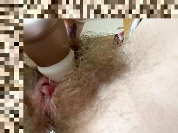 Hairy Pussy Hard Clit Growing Wet Orgasm Closeup