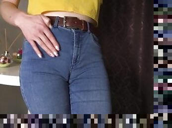 fet, fitta-pussy, amatör, milf, bbw, trosor, tight, ensam, jeans, cameltoe