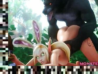 Slutty Elf Gets Pounded From Behind By A Werewolf - 3D Hentai