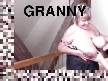 Granny with big fat tits gets banged good