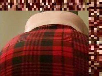 Topless BBW Shakes Big Ass in Plaid Skirt