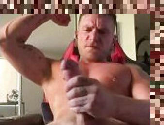 Alpha Jock Colt Spence Smokes And Strokes his Big Sweaty Dick Until He Shoots His Huge Load