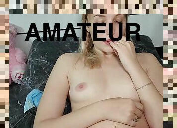 pussy, amatør, lesbisk, hjemmelaget, fingret, pov, truser, kåt, blond, dildo