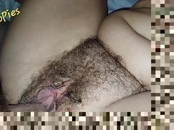 Watch as her pussy gets more hairy each time I fuck her. Hairy pussy creampie compilation.
